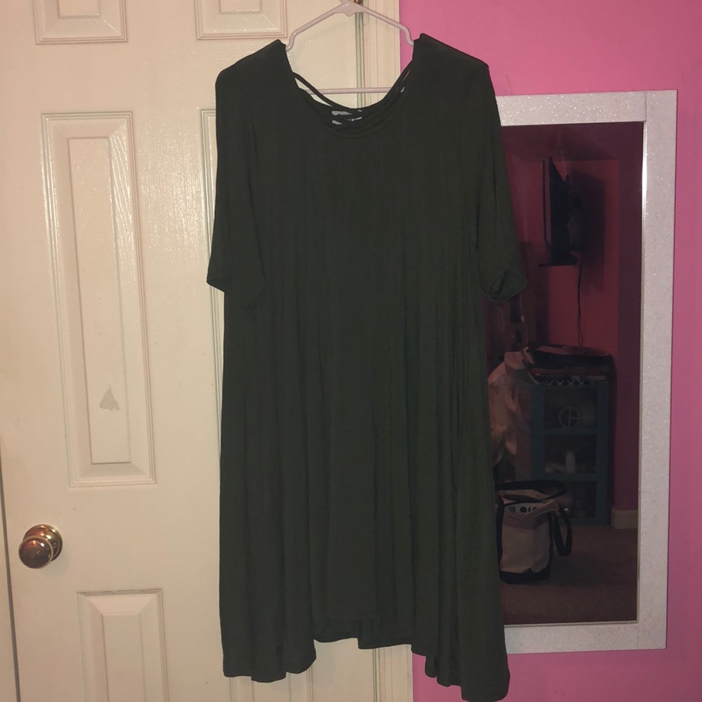 Army green strappy mini dress